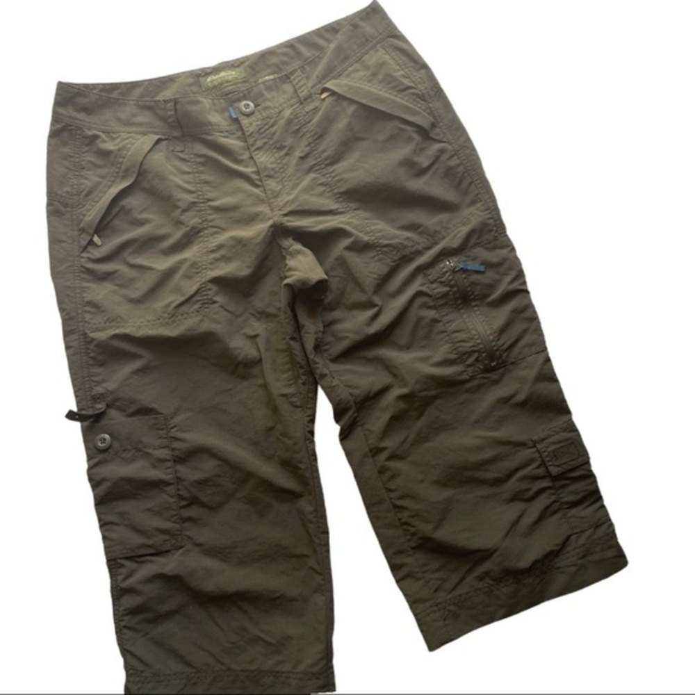 Eddie Bauer Olive Green Women 100% Nylon Cargo Pants 12 EUC - Picture 4 of 14